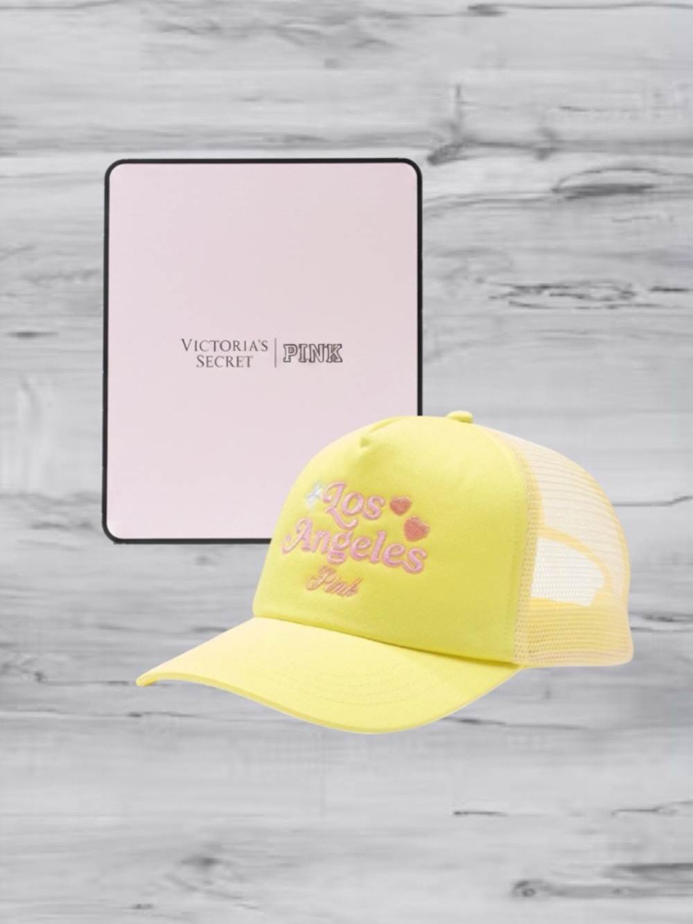 🆕🧢 Los Angeles Trucker Cap PINK Victoria’s Secret Yellow NWT💛
